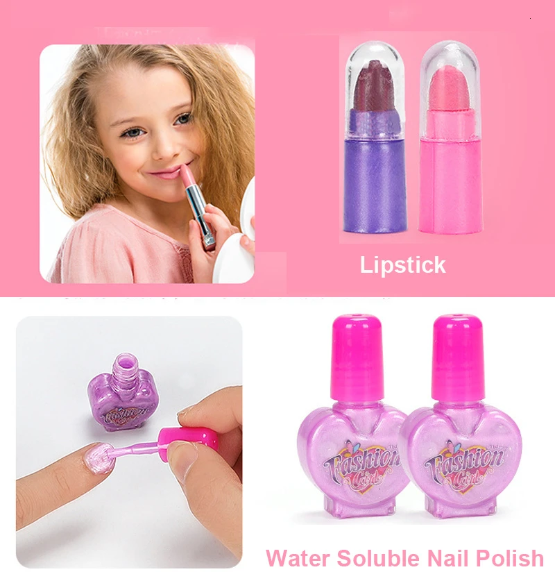 Ролевые игры игрушечный макияж розовый набор для моды и красоты безопасный нетоксичный макияж набор косметическая коробка для девочек игрушки принцесса одевание
