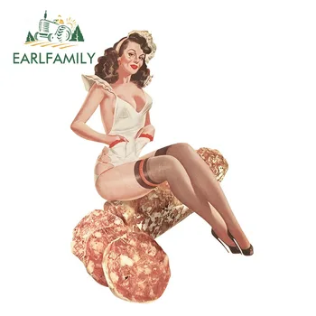 

EARLFAMILY 13cm x 8.6cm Sexy Graphics Car Sticker Pinup Girl Car Stickers and Decals Vinyl JDM Bumper Windows Wall Decal