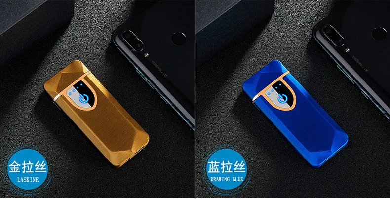 High Quality Metal USB Charging Ligther Dual Arc Plasma Lighters Thin Electric Rechargeable Cigarette Lighter Windproof Men Gift