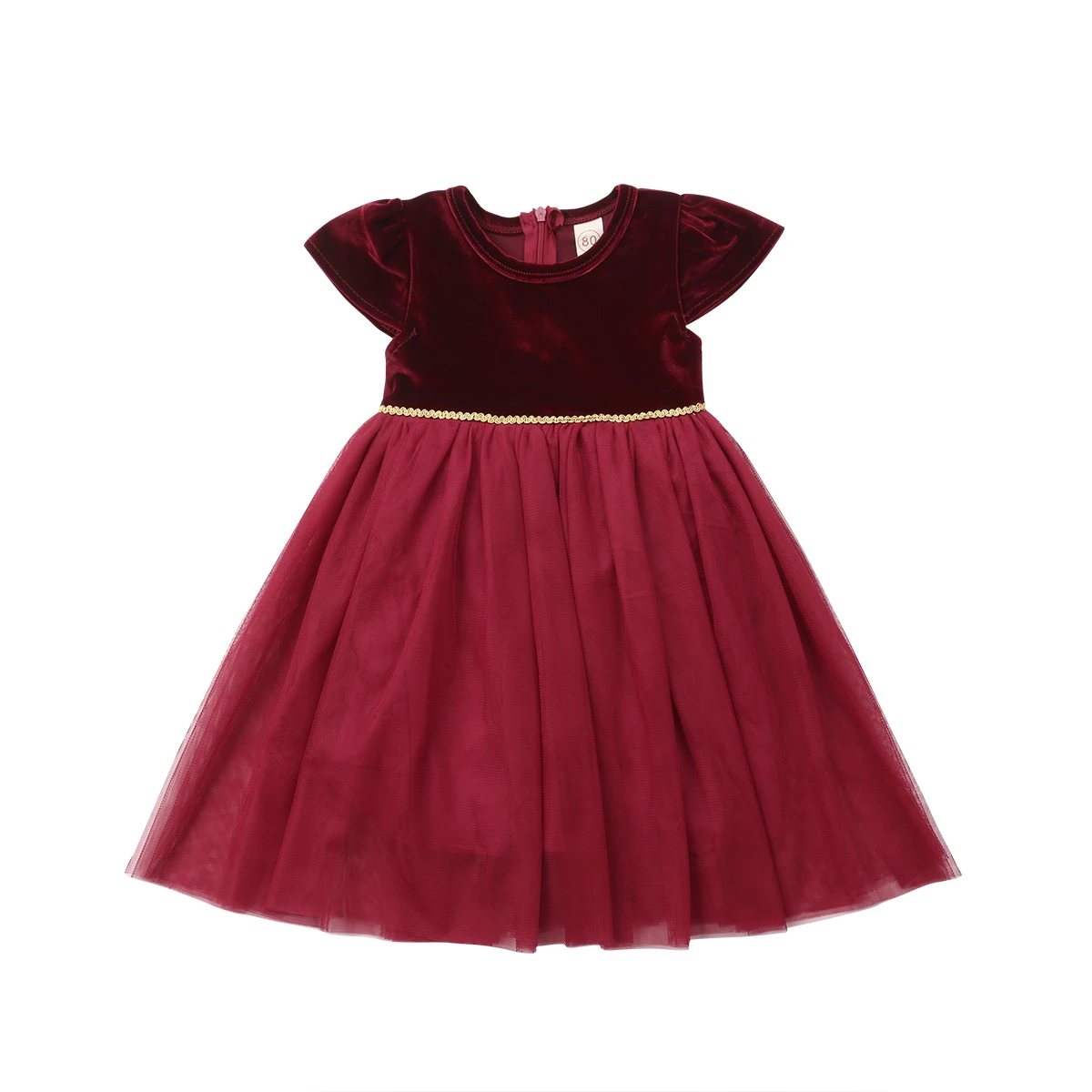 New Sweet Christmas Princess Dress Kids Baby Girl Short Sleeve Long Red Velvet Tutu Ball Gown Formal Dresses Year | Детская одежда и