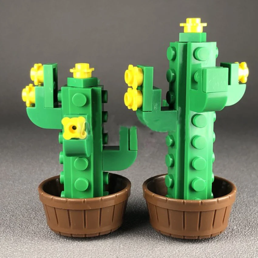 MOC Bricks Legoing Creative Pot Toy Animals DIY Plant Desert Cactus Building Blocks Educational Toys for Children (2)