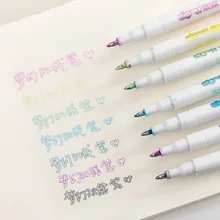 1 шт., цветная двойная линейная ручка, маркер, флуоресцентный маркер, 8 цветов, марковая ручка, милая милое перо