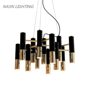 

Delightfull Ike Metal Aluminum Tube Black Gold LED Chandeliers Lights Living Room Hotel Cafe Italy Luxury Chandeliers Lighting
