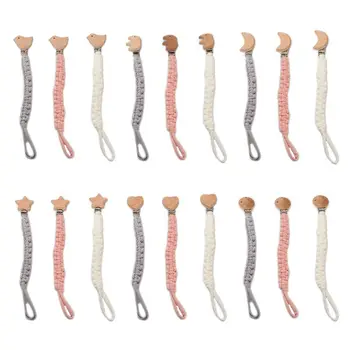 

Baby Pacifier Clip Chain Holder Beech Wooden Teether Teething Soother Molar Infant Toy Accessories