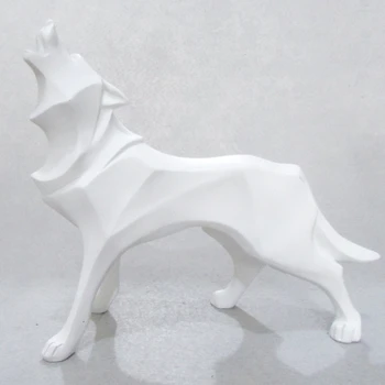 

Abstract Totem Wolf Dog Statue Sculpture Geometric Resin Furnishing Home Decoration Accessories Modern Ornament Gifts Crafts
