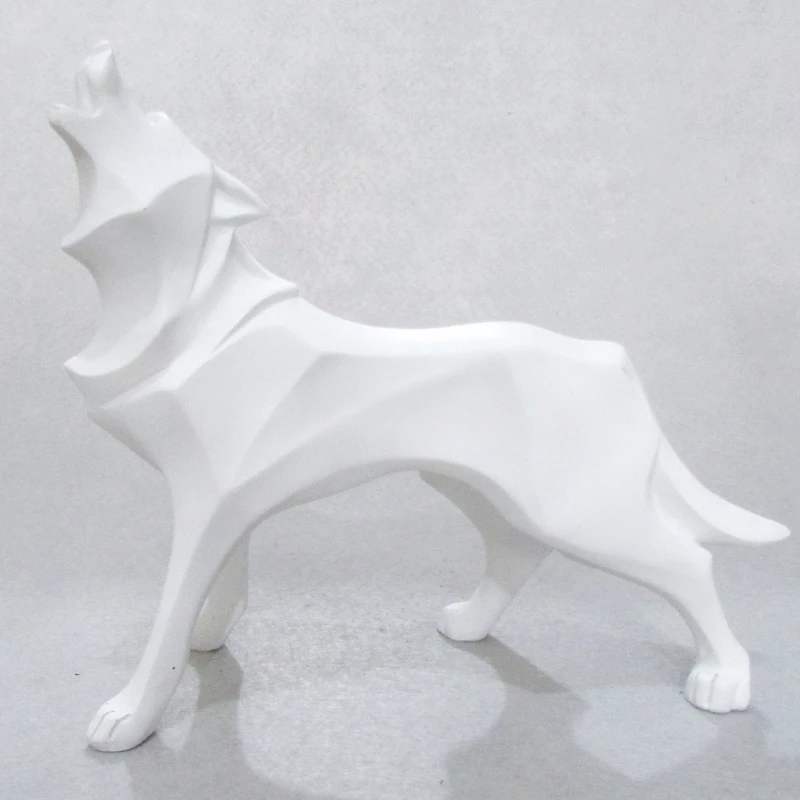Abstract Totem Wolf Dog Statue Sculpture Geometric Resin Furnishing Home Decoration Accessories Modern Ornament Gifts Crafts