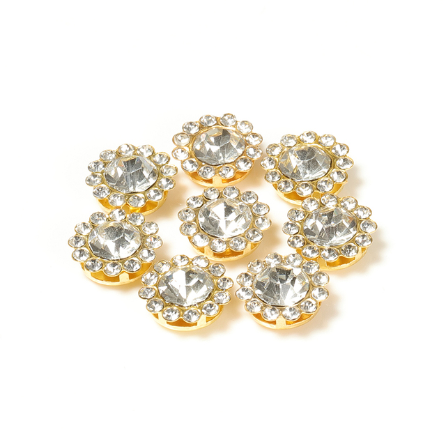 Glass Rhinestones Beads Czech Crystal Stones Gold Base Cabochon Sew on Beads for Bows DIY Jewelry Making Hair Accessories