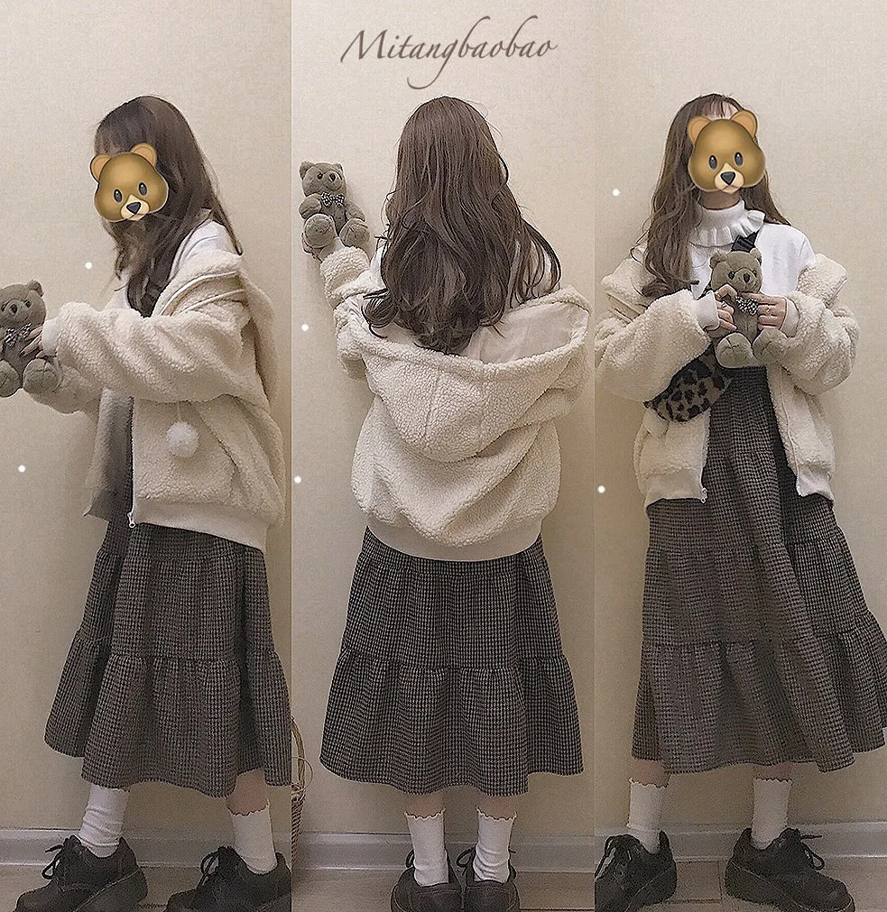 White Mori Girl, осенне-зимнее пальто, для женщин, японский, мягкий, для сестры, Hairball, Ретро стиль, свободная, овечья шерсть, одежда, Babydoll, куртка, консервативный стиль - Цвет: White