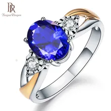 Bague Ringen кольца с голубым сапфиром Для Женщин, серебряные 925 пробы ювелирные изделия, кольцо для свадьбы, помолвки, вечерние, подарок, сапфировое кольцо