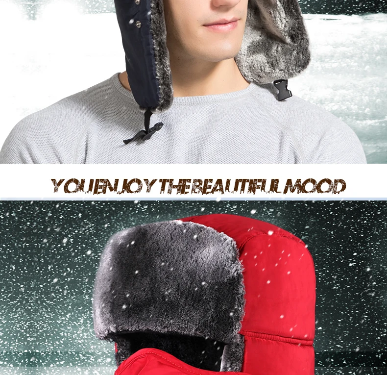 Men's Hat Winter Cotton Cap Thick qi che mao Women's Youth Winter Wind-Resistant Cold Earmuff Masks Elderly Ushanka
