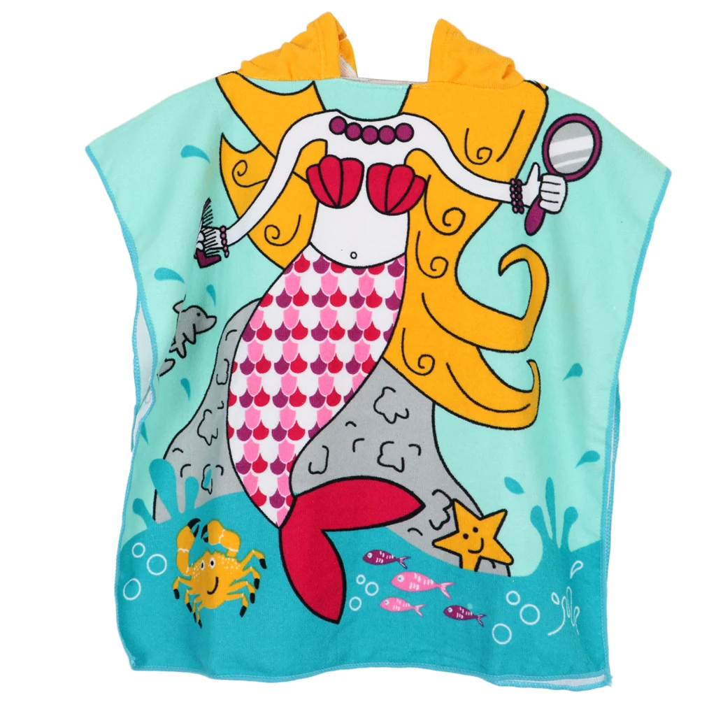 Quick Drying Bathrobe for Kids (80-120cm Height ) Hooded Beach Towel Poncho Robe for Swimming/Surfing/Bathing Set 2