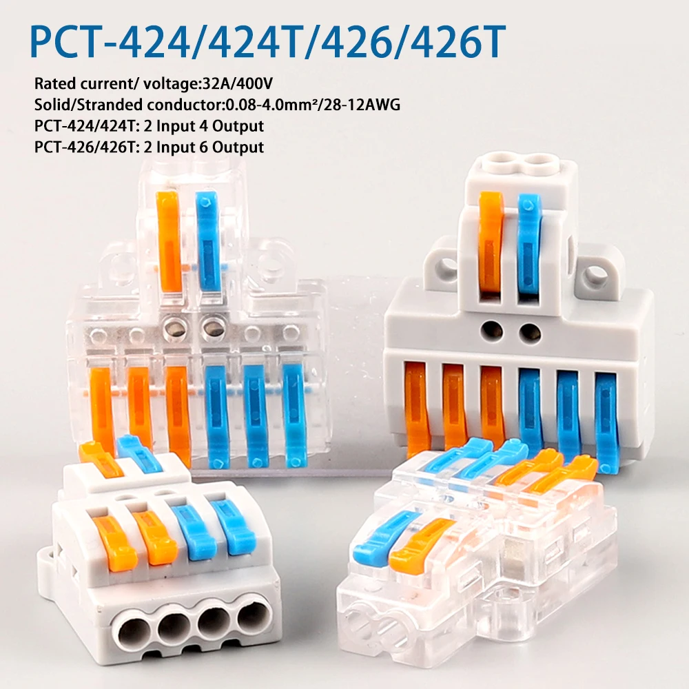 

Fast Wire Connector SPL 42 /62 Cable Connector 2 In 4/6 Out Push-in Universal Splitter Wiring Terminal Block