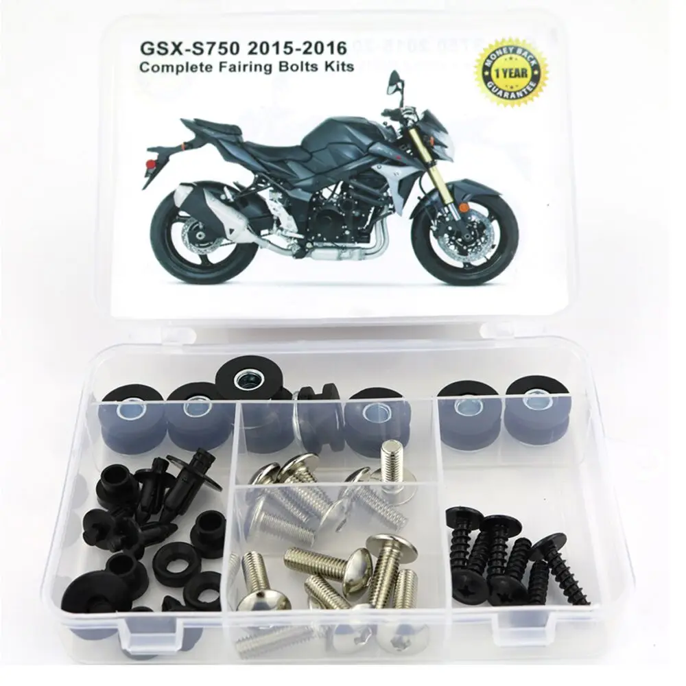 Silver Для Suzuki GSXS 750 GSX-S 750 мотоцикл Полный Обтекатель Болты Комплект винты стальные скоростные гайки для обтекателя зажимы 1 комплект - Цвет: Silver