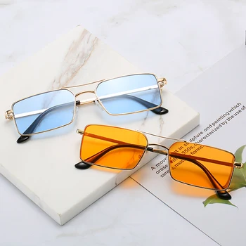 

Tesia 2019 New Women Sunglasses Square Small Metal Frame Brand Designer Orange Fresh Female Eyewear UV400 De Sol Gafas 345