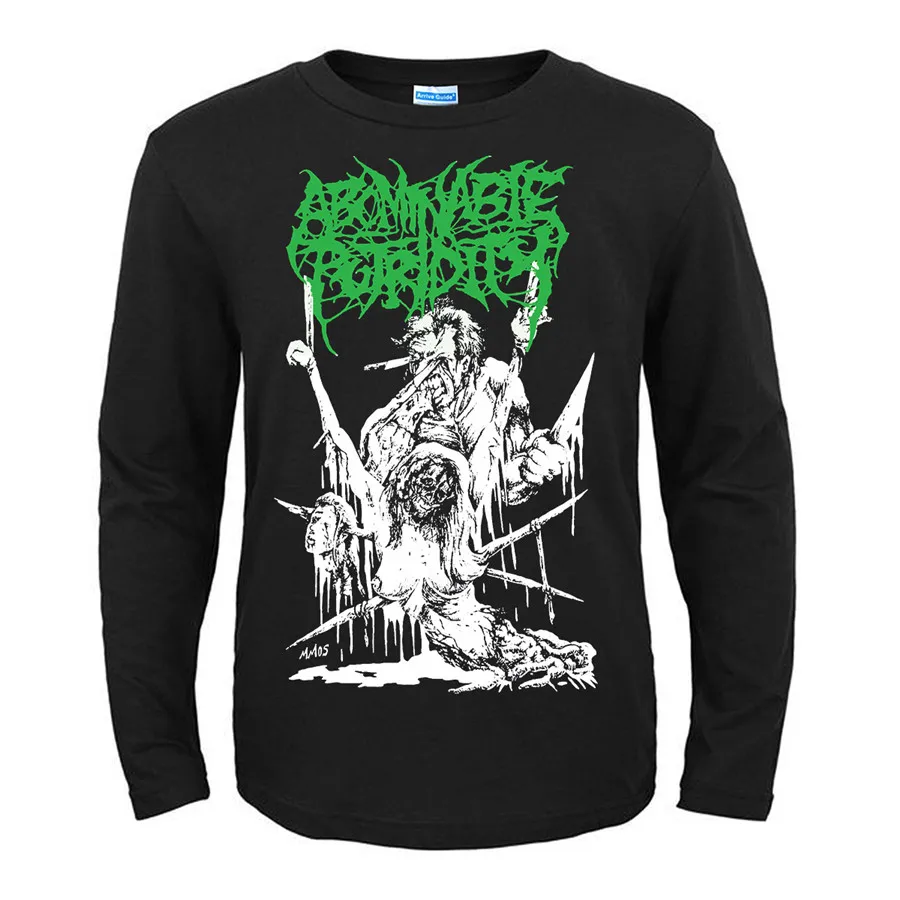 6 Дизайнов Abominable Putridity Rock модный бренд для мужчин и женщин с длинными рукавами рубашка из тяжелого черного металла в стиле панк готик фитнес