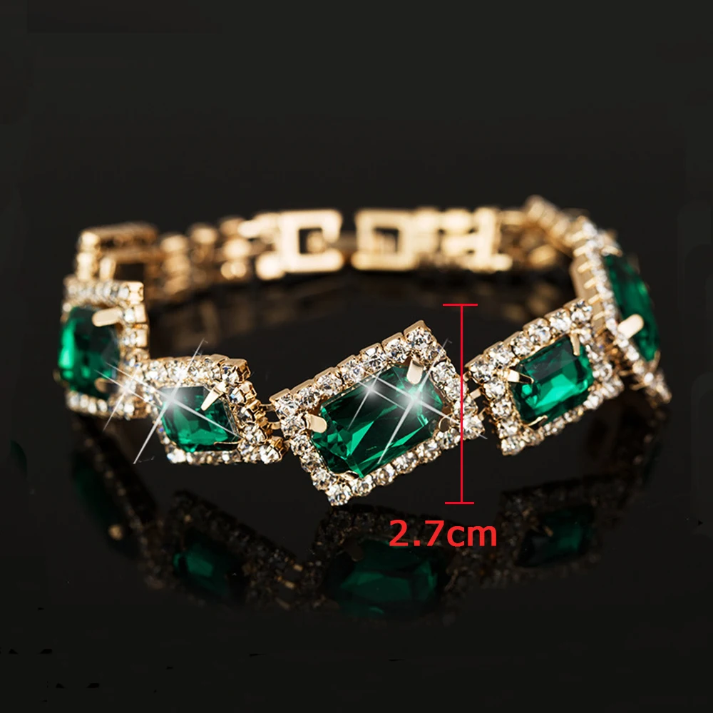 Crystal Bracelet Women Wedding Full Shiny Rhinestone Bride Love Charm Link Chain Jewelry