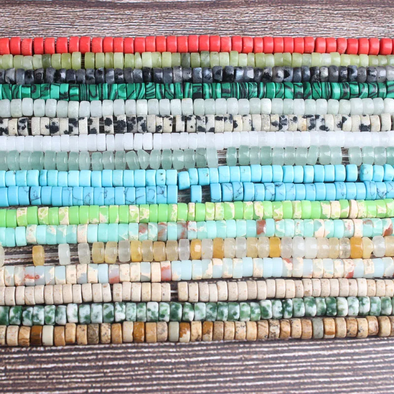 Бижутерия LanLi 2x4 мм разноцветные бусины из натуральных камней бусины-разделители