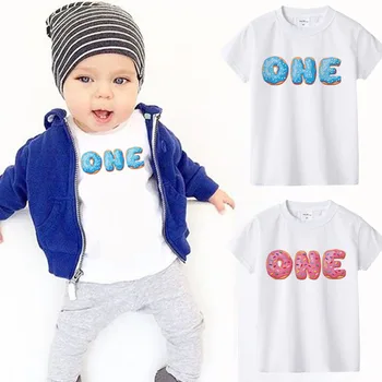 

Donut 1/2 Birthday Number Print T-shirt Boys Girls Birthday T-shirt Toddler Baby Cute Party Clothes Babe Short Sleeve Clothes