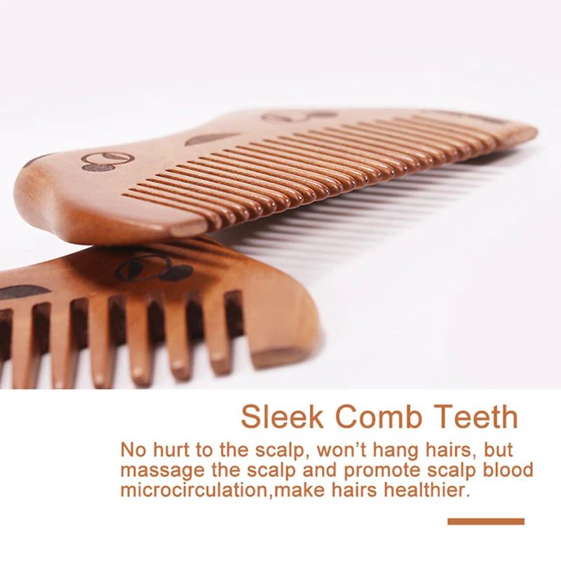 Nanmu Comb Portable Massage Antistatic Cute Cats Head Comb MP789