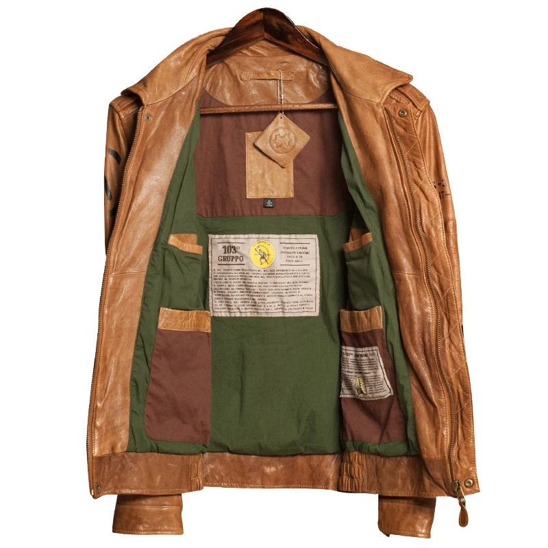 Мужская Американская A2 летная куртка с вышитым узором, мужская куртка ...