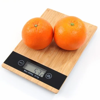 

5kg/1g LCD Display Kitchen Electronic Weighing Scale for Food Diet Baking Cooking Natural Bamboo Wood Kitchen Scales