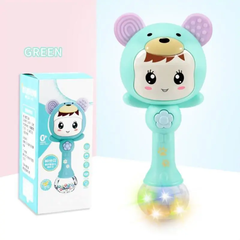 Baby Shaker Teether Sand Hammer Cartoon Baby Toys Teething Illuminant Musical Instrument Cute Rattles R7RB