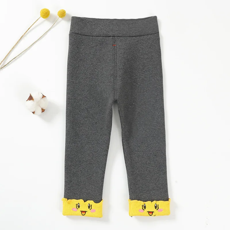Smiling gray Winter Baby Warm Leggings For Children 0-4T Pants Kids Thicken Warm Elastic Waist Cotton Leggings Girls Pants Trousers - Цвет: Smiling gray
