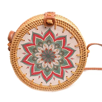 

Handwoven Round Woven Rattan Bag Round Crossbody Bag