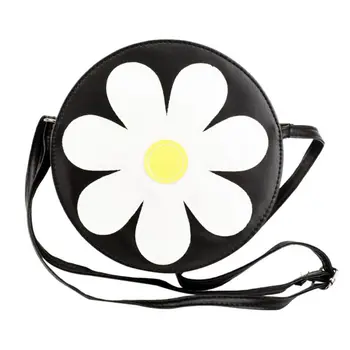 

New Women Leather Round Wallets Quality PU Floral Print Casual Beach Bag Circular Bohemia Women Zippers Bag