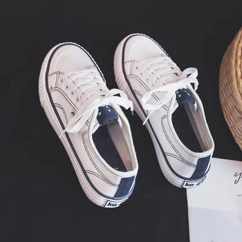 

White/black sneakers women canvas shoes unisex casual shoes sewing sweet trekking shoes women sneakers