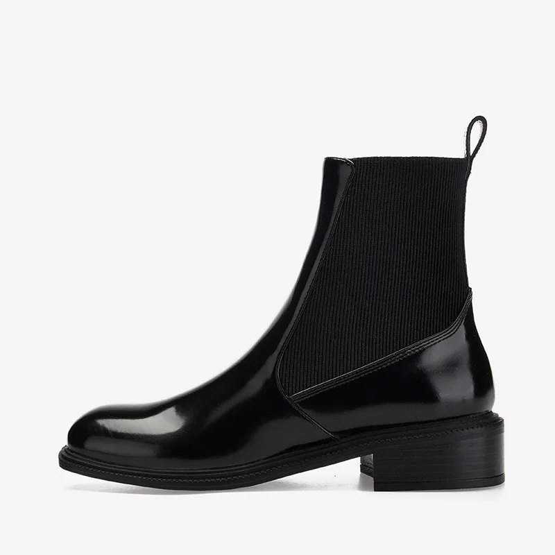 

2019 Spring and Autumn New Thick with Women's Boots British Wind Elastic with Simple Ladies Chelsea Booties Size 35-40