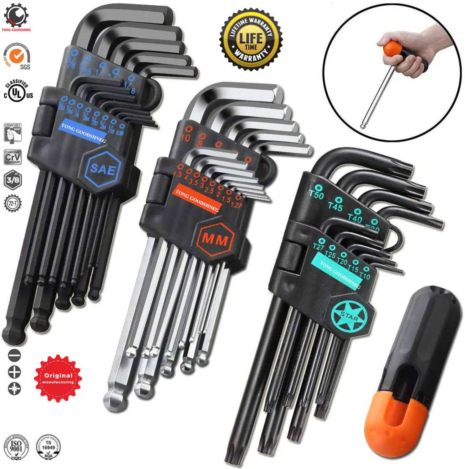 T Handle Torx Screwdriver Set Metric Hex Allen Key Star Tool Double Ended Ball 