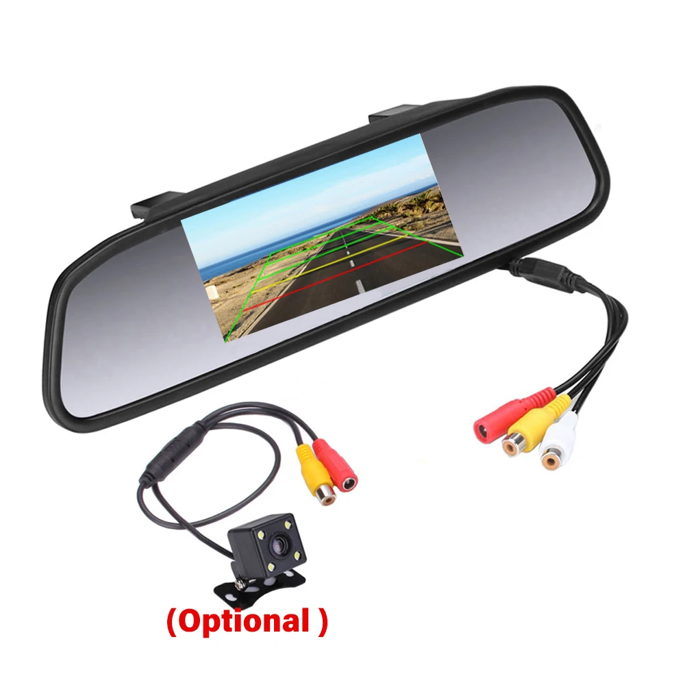LeeKooLuu 4,3 дюймов lcd Автомобильное зеркало заднего вида парковочный монитор 2 видео входа для камеры заднего вида Система помощи при парковке