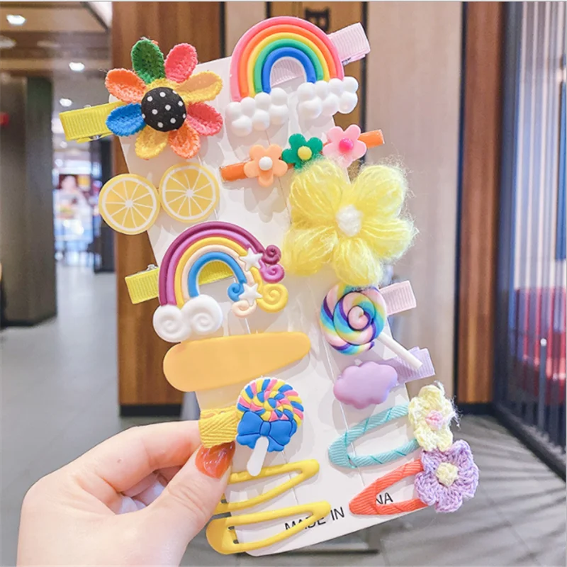 1 Set Of New Girl Cute Cartoon Fruit Animal ColorfulHairpin Iittle Girl Side Clip BB Hairpin Baby Fashion Hair Accessories