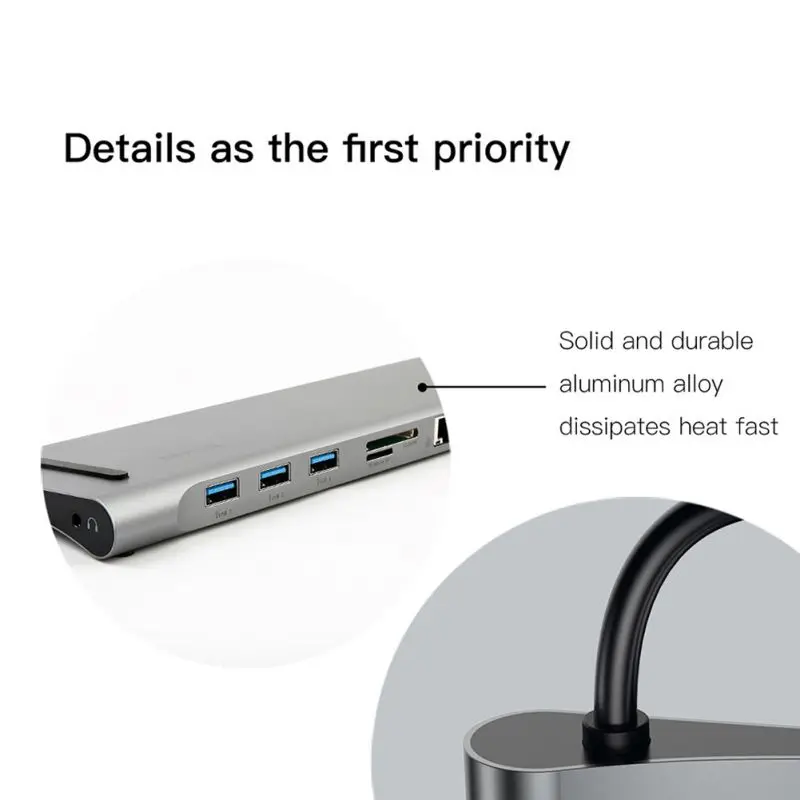 10 в 1 usb-хаб type C USB3.0 RJ45 док-станция HD 4K Изображение HDMI адаптер для телефона ноутбука