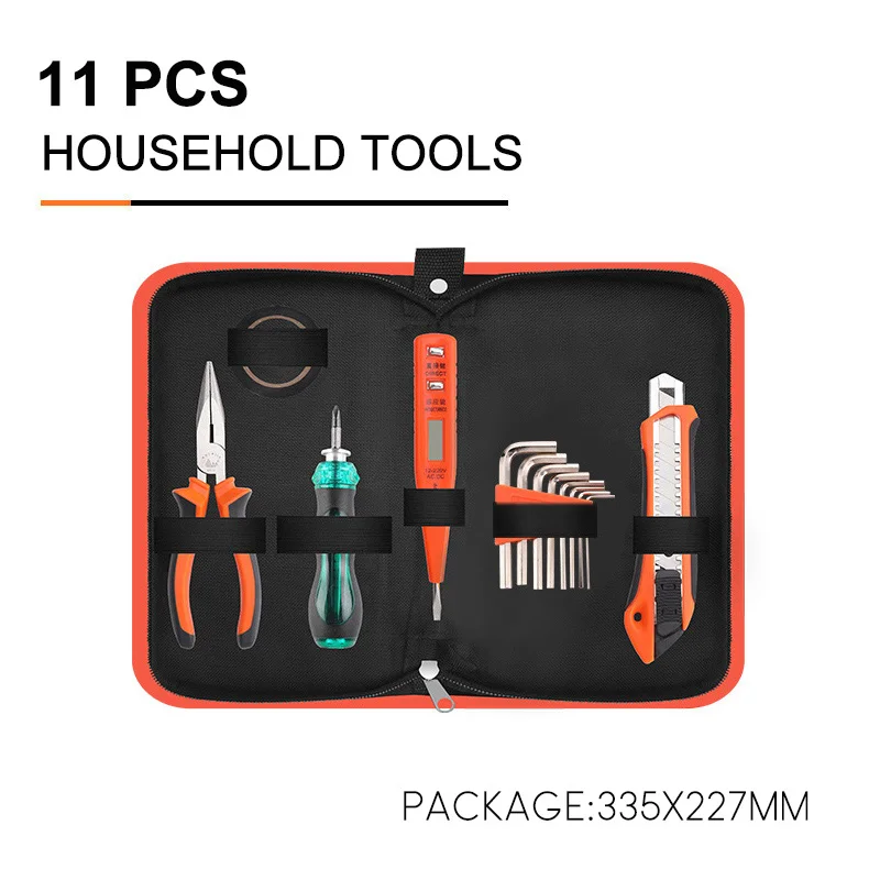 Набор ручных инструментов KALAIDUN, набор ручных инструментов для домашнего ремонта, Набор комбинированных отверток, гаечных ключей, ножей, плоскогубцев, чехол для хранения - Цвет: 11PCS