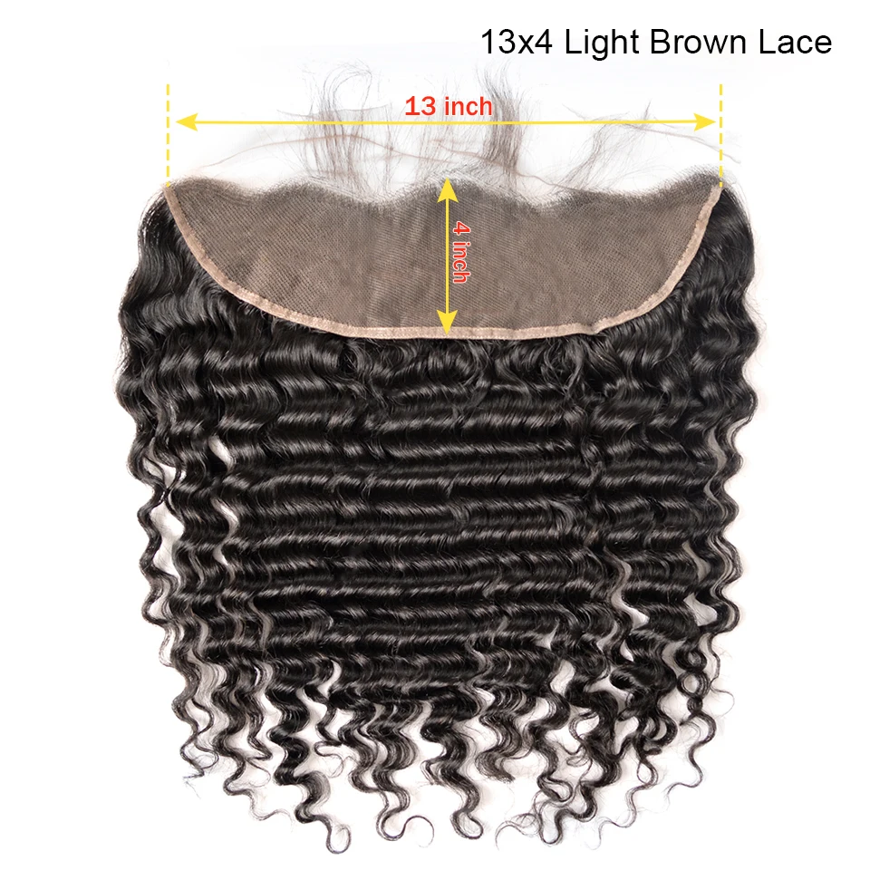 BAISI волосы бразильские девственные волосы глубокая волна Кружева Фронтальная с детскими волосами отбеленные узлы человеческие волосы - Цвет: 13by4 LightBrownLace