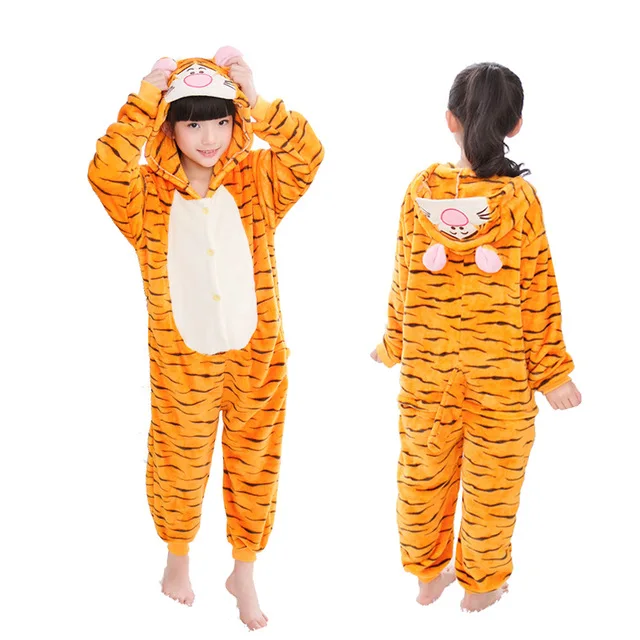 Girls Boys Winter animal Pajamas Unicorn Cartoon Anime Animal Onesies Kids Sleepwear Flannel Warm Jumpsuit Children Pajamas - Цвет: L011