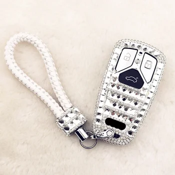 

Diamond car key case cover For Audi A4 New A4L A5 A6L QT S5 S7 Q7 TTS Car-Styling Car interior Accessories Protection Keychain