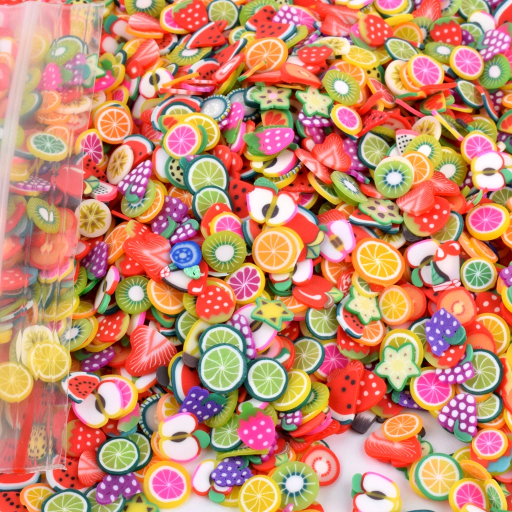 1000 шт фруктовые ломтики Fimo амулеты для детей Lizun DIY принадлежности полимерная прозрачная глина посыпает шпатлевка дизайн ногтей ремесло обучающие игрушки