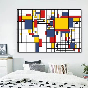 

Piet Cornelies Mondrian Abstract Canvas Painting Posters Prints Quadros Wall Art Picture Grid Living Room Home Decor Cuadros