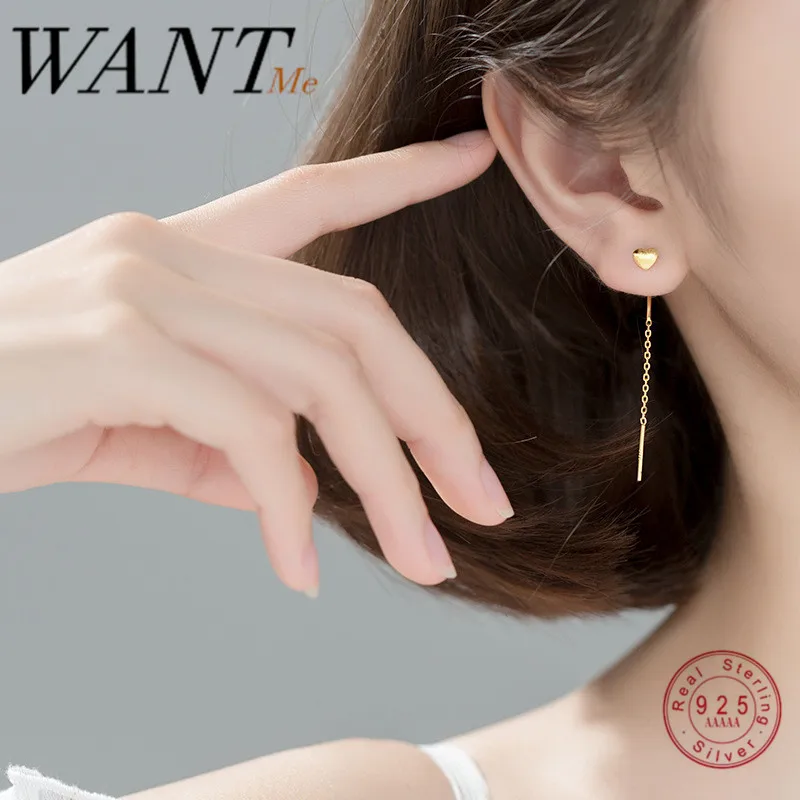 Женские серьги подвески с длинной цепочкой WANTME из стерлингового серебра 925 пробы