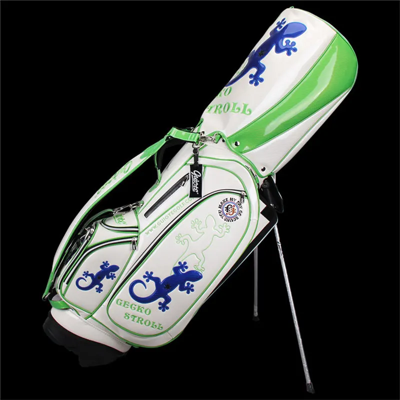 Ретро сумка для гольфа с подставкой с вышивкой из искусственной кожи гольф сумки для переноски с Защита от дождя - Цвет: gecko