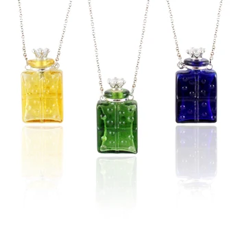

1PC Murano Glass Perfume Necklace Colorful Wine bottles Aroma vial jewelry Aroma necklace Essential Oil Diffuser Necklaces