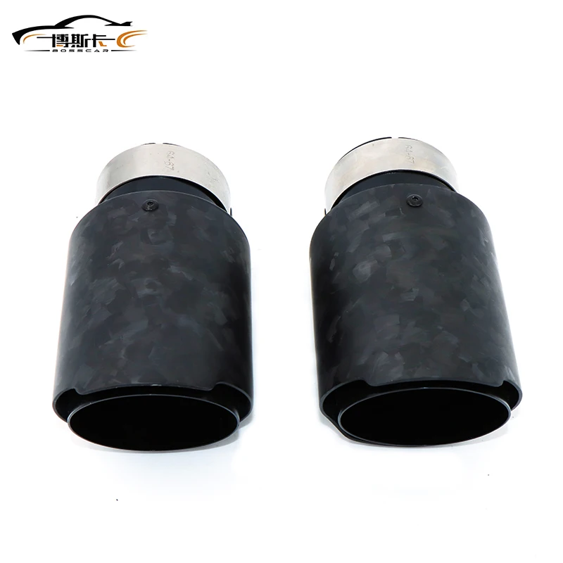 Car Glossy Carbon Fiber Muffler Tip Exhaust System Pipe Mufflers Nozzle Universal Straight Stainless Black  DZ006