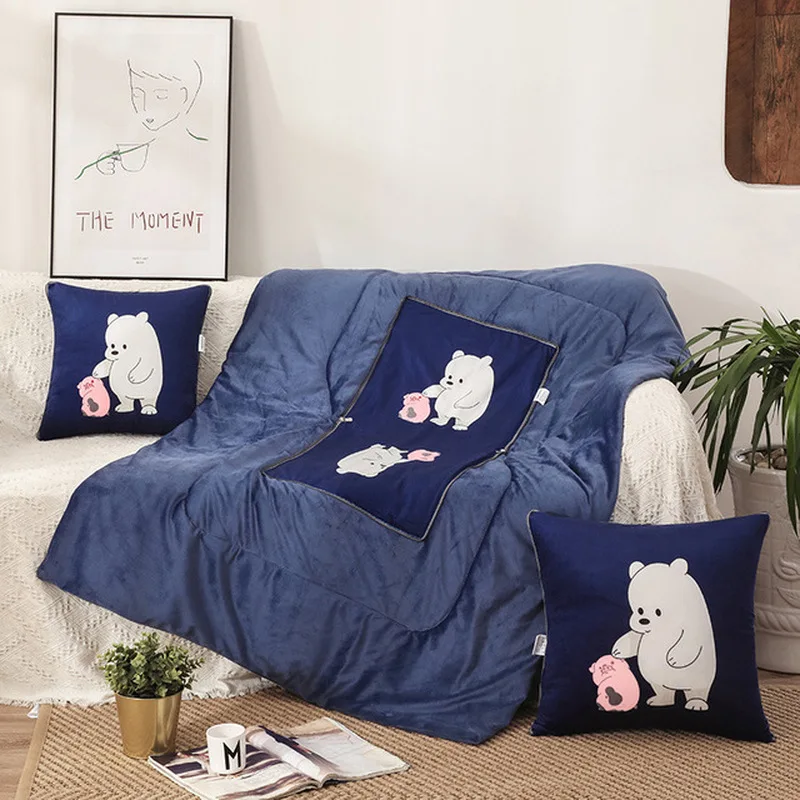 

Multifunctional Throw Blanket Foldable Patchwork Pillow Cushions Square 40x40/50x50cm For Bed Sofa Cartoon Soft Velet Blankets