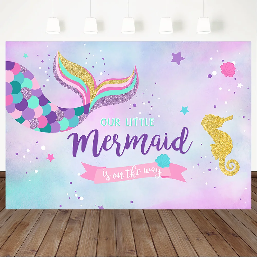 MOCSICKA Little Mermaid Photography Backdrops Photophone Celebration Birthday Party Background for Photo Studio Underwater | Электроника