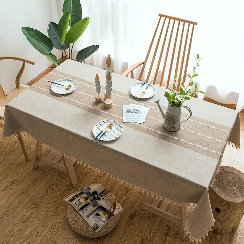 

New Japanese Style Tassel & Cotton Tablecloth with Lace Edge Tablecloth boda for Wedding  Tablecloth Tableau