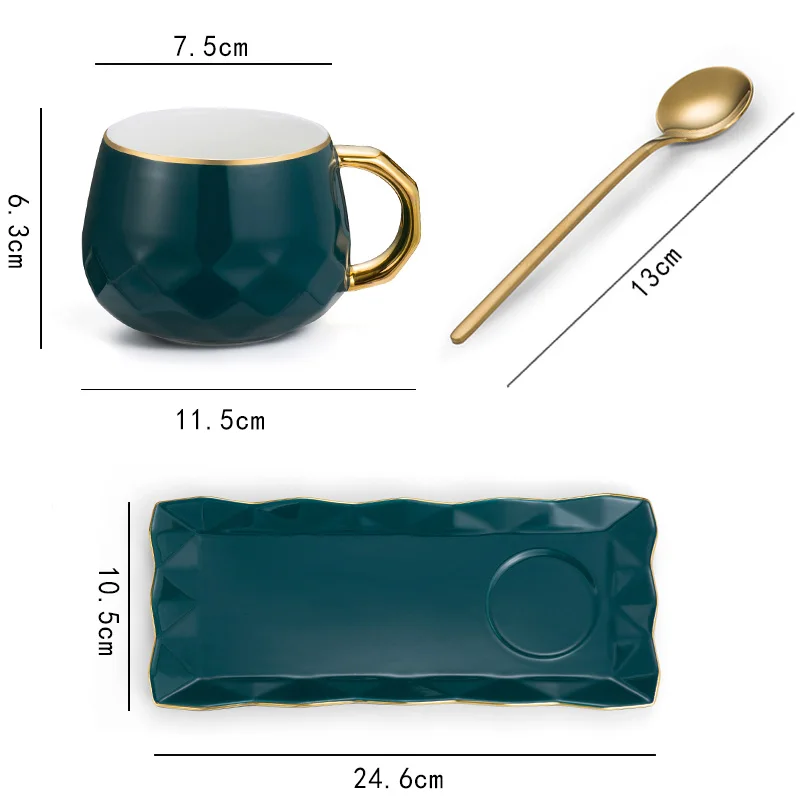Северная чашка из европейской керамики с пластиной креативная Золотая кофейная чашка блюдо для закусок набор простой английский послеобеденный чай чашка с ложкой