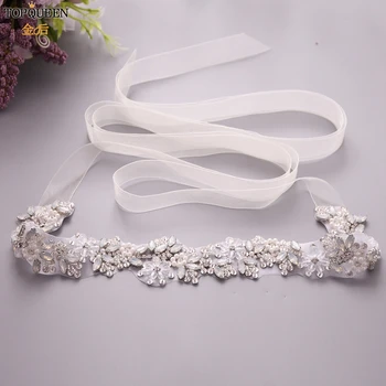 

TOPQUEEN Rhinestone Belts for Bridal Dresses Cheap Beaded Bridal Belt Silver Belts for Women Waist Belt for Wedding Dresses S434